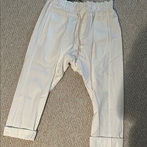 Bassike Stylish White Drop Crotch Crop Pants